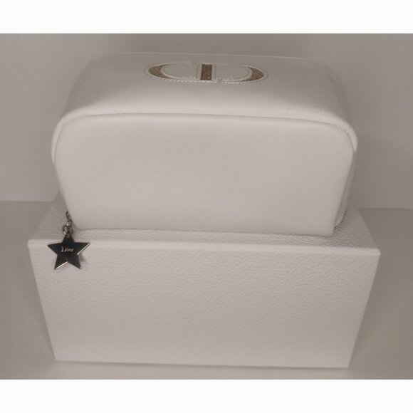 CHRISTIAN DIOR WHITE & GOLD COSMETIC BEAUTY BAG - Picture 6 of 12